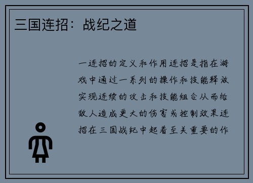 三国连招：战纪之道
